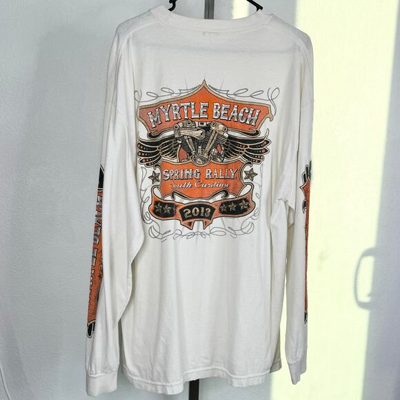 Myrtle Beach Spring Rally 2013 Long Sleeve Biker T-Shirt White - Picture 2 of 5